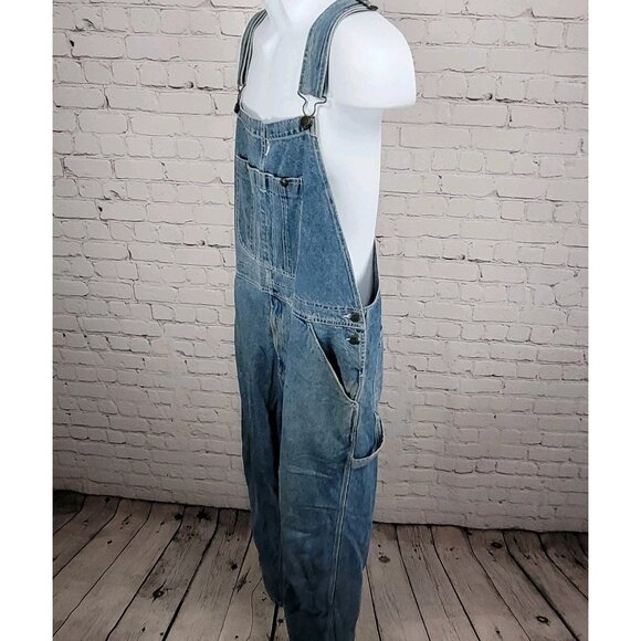 Austin Clothing Blue Denim 100% Cotton Workwear Utility Jean Overalls Large L 32 - Picture 13 of 15